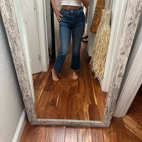 MOTHER Indigo Straight Leg Jeans tripper ankle fray 26 - Picture 7 of 13